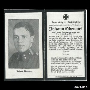 Johann Obenaus, K.u.k. Infanterie-Regiment Nr. 107.