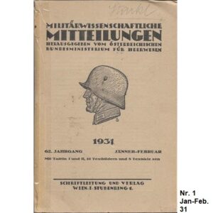 20A31-01. Militärwissenschaftliche Mitteilungen. Nr. 1.1931. Jan. - Feb.