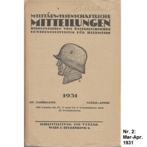 20A31-02. Militärwissenschaftliche Mitteilungen. Nr. 2. 1931. März - April.