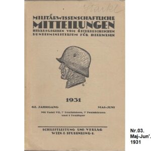 20A31-03. Militärwissenschaftliche Mitteilungen. Nr. 3. 1931. Mai - Juni.