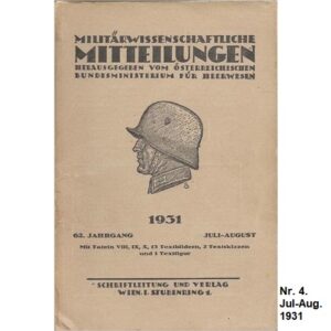 20A31-04. Militärwissenschaftliche Mitteilungen. Nr. 4. 1931 Juli - August.