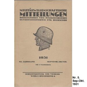 20A31-05. Militärwissenschaftliche Mitteilungen. Nr. 5. 1931. September -  Oktober.