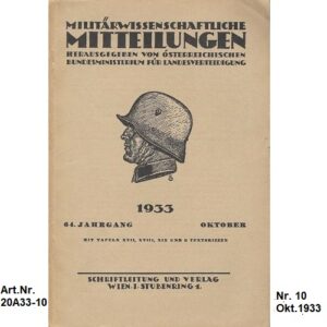 20A33-10. Militärwissenschaftliche Mitteilungen. Oktober. 1933.