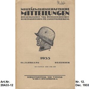 20A33-12. Militärwissenschaftliche Mitteilungen. Dezember. 1933.