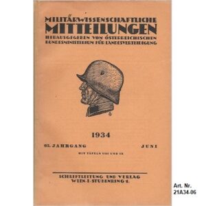 21A34-06. Militärwissenschaftliche Mitteilungen. Juni. 1934.