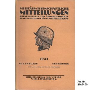 21A34-09. Militärwissenschaftliche Mitteilungen. September. 1934.