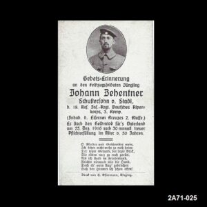Johann Behentner. 18. Res. Inf. Reg. Deutsches Alpenkorps.