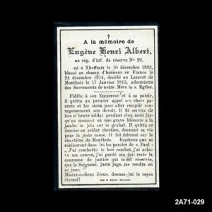 Eugene Henri Albert. Inf. Reserve Regt. Nr. 29.