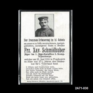 Franz Schmidhuber. 1. Jägerbataillon. Alpenkorps.