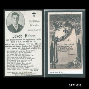 Jacob Huber. K.u.k. Inf. Reg. Nr. 59.