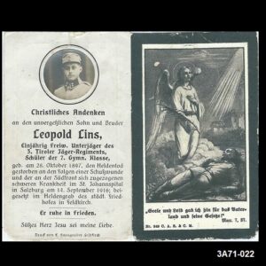 Leopold Lins, K.u.k. 3. Tiroler-Regiment.