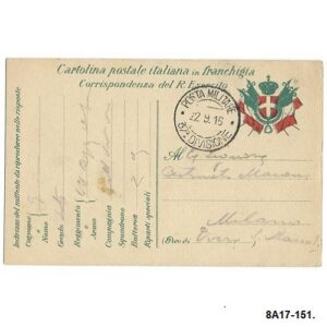 ITALY. 37. Divisione. Poste Militare 22-09-1916.