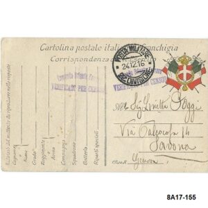 ITALY. 22. Divisione. Posta Militate Armata 24-12-1916.
